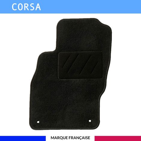 Tapis de sol voiture - Sur mesure pour Opel CORSA (07/2006-08/2017) - Antidérapant : Clips de fixations et scratch - Tapis de sol conducteur - Moquette - Noir