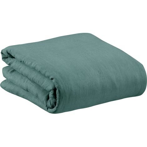 VIVARAISE - Housse de couette Zeff Vivaraise en lin bleu foncé 260 x 240 cm (1/4)