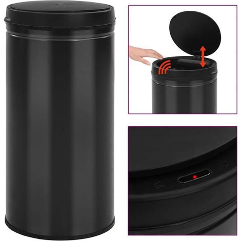 Trémie à capteur automatique de 70 litres, en acier au carbone, noire. (1/5)