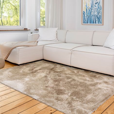 ASTRA Tapis «Paulie» marbre beige 160x230 cm poils longs moelleux (1/5)