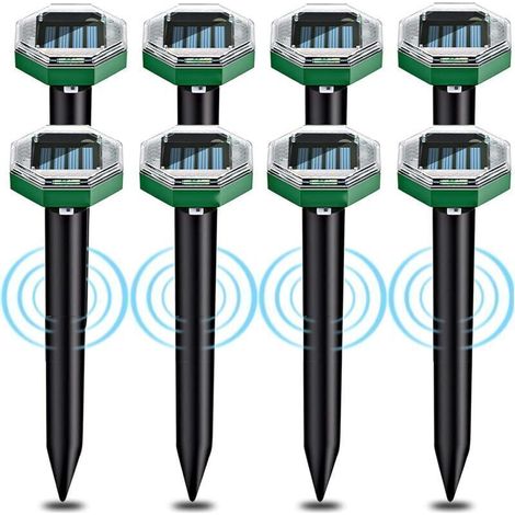 Solarbetriebenes Ultraschall-Maulwurfsabwehr-Set, 8-teilig, wasserdicht nach IP65, geeignet für Gärten, Terrassen und Rasenflächen zur Maulwurfsabwehr (1/5)