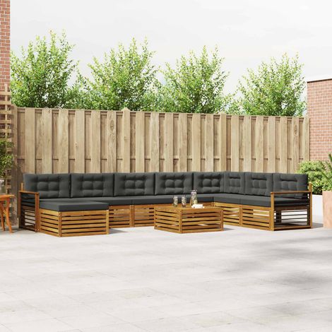 vidaXL Outdoor-Sofagarnitur mit Kissen 9 pcs Natur und Anthrazit (1/5)