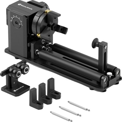 Module rotatif pour graveurs laser, alliage d'aluminium, 20 x 10 x 15 cm, supporte des objets jusqu'à 10 cm de diamètre, compatible avec le moteur de l'axe Y, capacité de charge 3 kg (1/5)