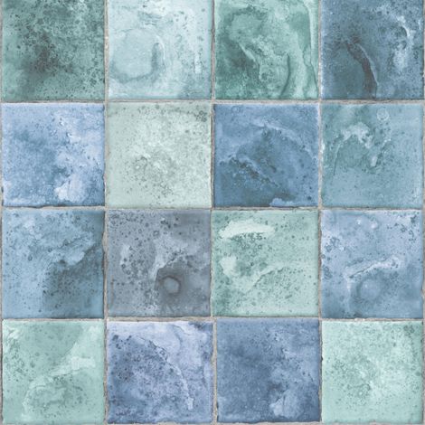 Superfresco Easy - Vliestapete - Levi - Fliesen - Grün/Blau - 10mx52cm