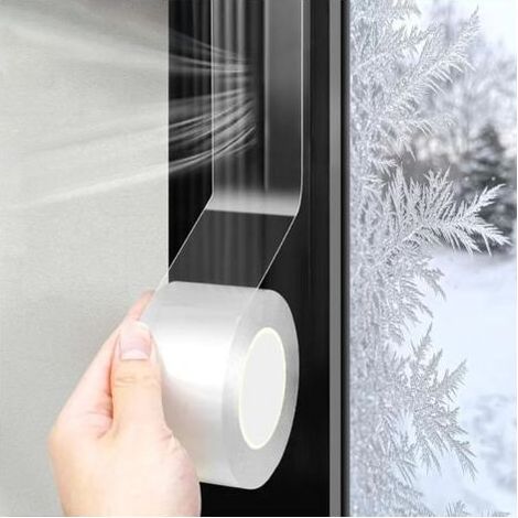 Joint Isolation Ruban d'étanchéité pour Porte et Fenêtre 7cmx10m Ruban Résistant aux Intempéries Transparente Autocollant Bande Etancheite pour Fenêtre d'hiver Anti Vent Poussière l'air Froid (1/5)