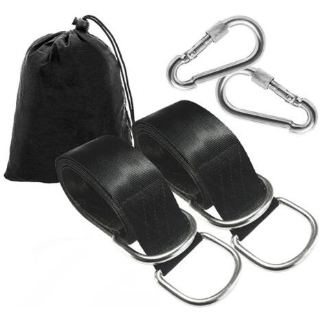 Sangles de suspension pour balançoire d'arbre, balançoires en corde pour arbre, kit de suspension avec mousquetons de sécurité, terylene, convient à toutes les balançoires et hamacs, 5cm1.5m (1/2)