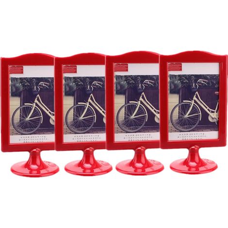 Lot de 4 cadres photo à poser - Support vertical - 10,2 x 15,2 cm - Affichage de table double face - Chaque cadre peut contenir 2 photos, école, fête de mariage, numéros de table - Plus de couleurs (1/5)