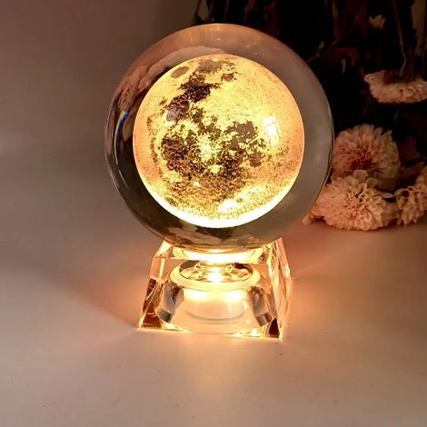 Boule de cristal, gravure laser, décoration de bureau