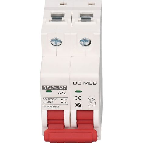 Disjoncteur DC 2P 32A 1000V pour Installation Photovoltaïque, Courbe C, 6000A (1/5)