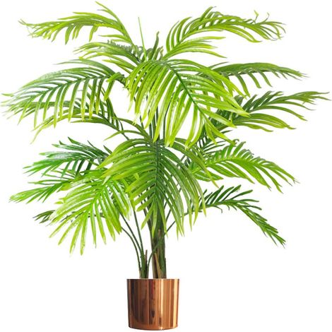 130cm Artificial Areca Palm Tree - Realistic with Copper Metal Planter (1/4)