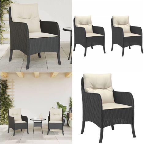 Chaises de jardin avec coussins lot de 2 noir résine tressée - Chaise De Jardin - Fauteuil De Jardin - Mobilier De Jardin - Salon De Jardin - Terrasse - Home & Living (1/5)