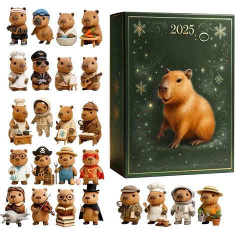 Calendrier 2025 Capybara - 24 jours de Noël Advents Countdown Calendar With 24 Pcs Capybara Ornaments, Chill Daily Surprises Capybaras Pendant, 2D Acrylic Capybaras Ornaments Christmas (1/5)