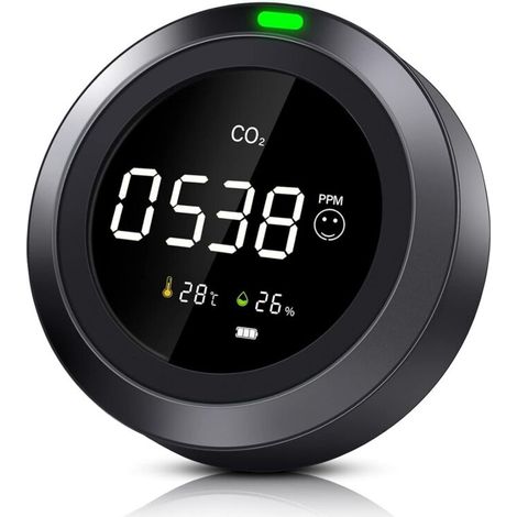 Détecteur de CO2, compteur de CO2 de l'air intérieur, capteur de CO2 avec température et humidité, détecteur de dioxyde de carbone NDIR, détecteur de CO2, compteur de qualité de l'air