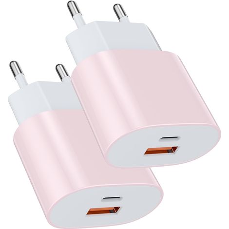 25W USB Type - C Chargeur Rapide Adaptateur de Charge Alimentation 15W USB Type - A Chargeur (Rose2 pcs) pour: 17/16 Pro/Max/Plus / 15 14 13 12 11 Pro Max x XS (1/5)