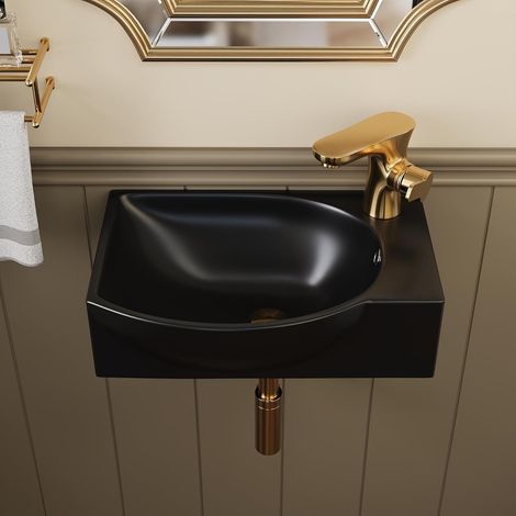 Wall-Mounted White Ceramic Sink with Overflow 305x240mm (1/5)