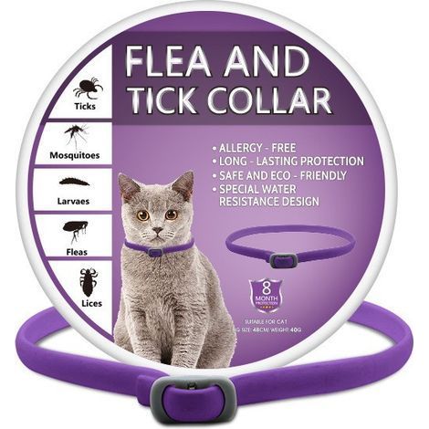 Confezione da 2 collari antipulci e zecche realizzati con oli essenziali di origine vegetale – 38 cm – 1 mese di protezione – Per cani e gatti – Disponibili in 10 colori