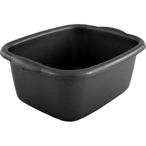 2 x Black 9.5 Litre Basin Rectangular Washing Up Bowl With Integrated Carry Handles