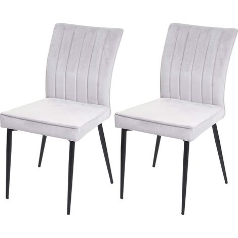 Ensemble de 2 chaises de salle à manger en velours gris clair pieds en métal CDS04475 (1/5)