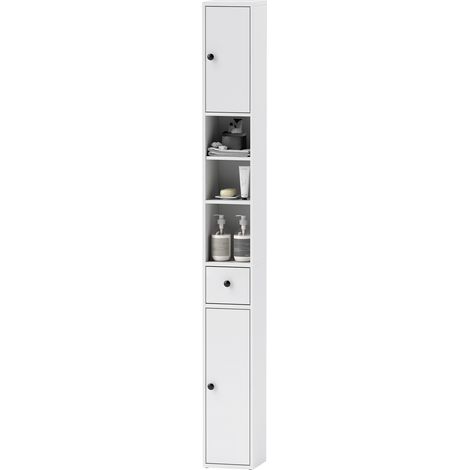 HOMCOM Mobile Colonna Bagno con 2 Armadietti, 3 Ripiani Aperti e Cassetto Bianco (1/5)