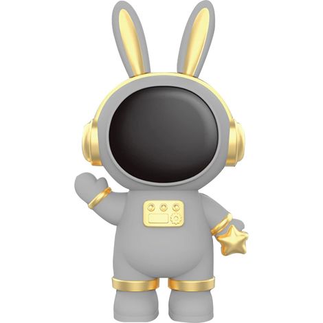 Tirelire Cochon Astronaute Lapin - Figurine Astronaute - Décoration de Bureau - Sculpture - Statue (Gris) (1/5)