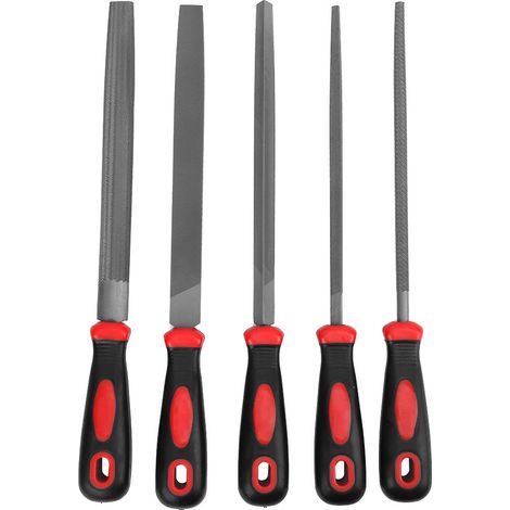 Ortviai Lot de 5 limes à main en métal pour bois, métaux tendres et plastique – plates, demi-rondes, carrées, à aiguille et à bois (1/5)