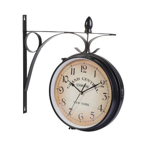 Horloge murale double face, horloge de gare, horloge de jardin double face (1/5)