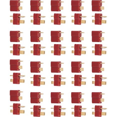 10 jeux de connecteurs en T plaqués or, fiches mâles et femelles, 25 A, adaptés aux batteries lithium-polymère RC. (1/5)