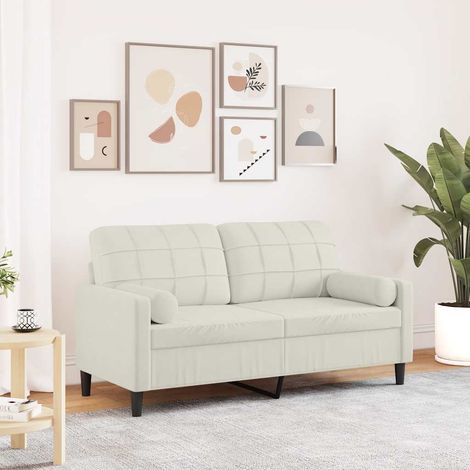 2-Sitzer-Sofa mit Zierkissen Creme 140 cm Samt