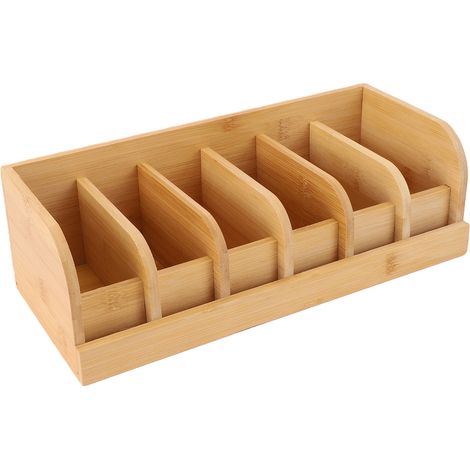 Boîte de rangement à 6 compartiments pour ceintures, cravates et montres, en bois, idéale pour la maison, le dressing ou la penderie. (1/4)