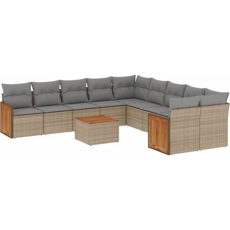 Maison Exclusive - Set de sofás de jardín 11pzas con cojines ratá (1/3)