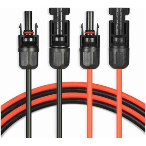Câble d'extension solaire 6mm²/10AWG, Câble solaire 6m/20FT avec connecteur femelle et mâle Kit de câble pour panneau solaire Câble photovoltaïque pour panneaux solaires Systèmes photovoltaïqu (1/4)