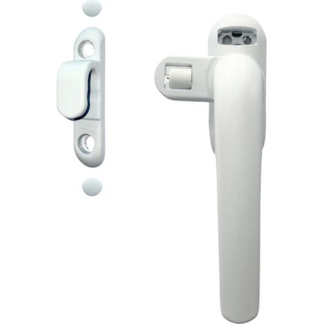 Secury-T – Poignée de fenêtre oscillo-battante à pression – Aluminium blanc – Système de fermeture par pression – Gâche et cales incluses