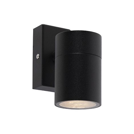 QAZQA Lámpara de pared exterior negra acero inoxidable IP44 -