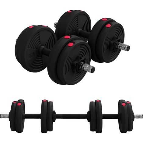 Haltères 2 en 1 réglables, haltères libres avec poignées antidérapantes, 15KG - Barres incluses, parfait pour l'entraînement de musculation à domicile ou en salle de sport