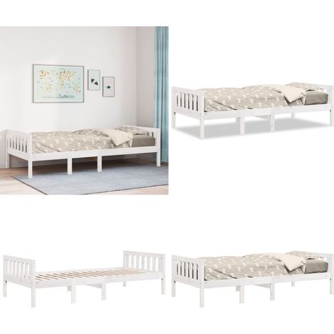 Cama para niños sin colchón madera maciza pino blanca 75x190 cm - Cama de madera - Cama sin colchón