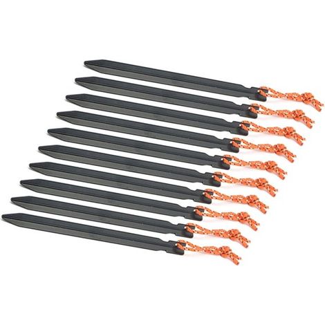 10 piezas，Estacas para tienda de campaña，Anclaje para suelo，Estaca/clavija para tienda de campaña，Estaca para tienda de campaña，18 cm，negro (1/4)