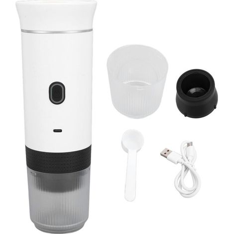 Rechargeable Electric Portable Coffee Maker, Portable Machine for Car, Travel, Office, Home, White