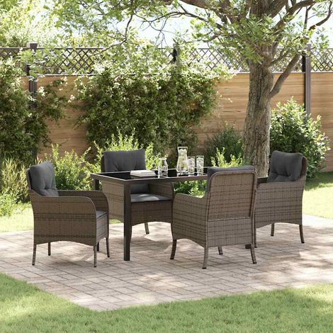 vidaXL Ensemble de salle à manger pour jardin 5 pc Gris polyrotin (1/5)