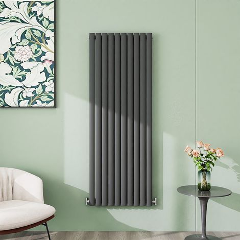 AICA 1600x590mm Anthracite Vertical Designer Radiator Single Oval Column Heating UK