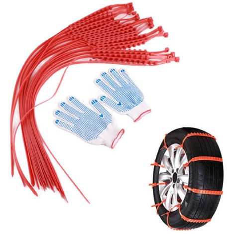 Chaînes à Neige pour Voiture, 20 PCS Chaînes de Pneus d’hiver Réglables Universelles avec gants pour la Traction d’urgence de Boue de Neige de Sable (1/5)
