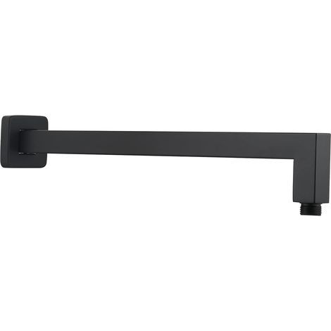 Bras de rallonge de douche carré noir 40 cm x 6,5 cm x 6 cm, tube de remplacement pour pommeau de douche à effet pluie mural en acier inoxydable (1/4)