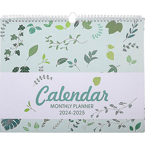 Calendrier mural anglais 2024-2025, calendrier mensuel de bureau, calendrier mural des jours fériés-37.50X29.40X0.10CM-Green (1/4)