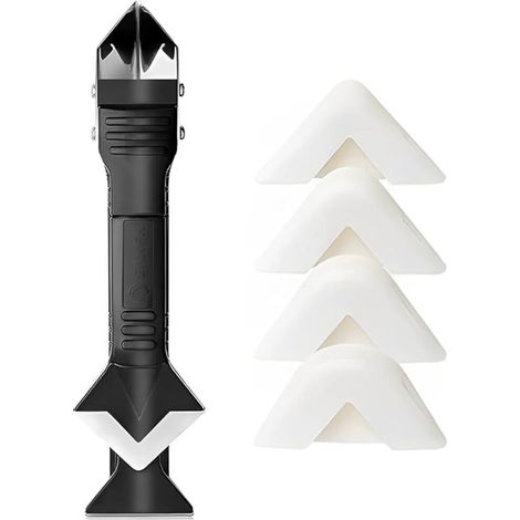 1 Pièce Outils de l'enlève joint (métal) grattoir, kit de Lisseur de joints Silicone grattoir à coulis avec 5 têtes de raclage, enlever joint silicone