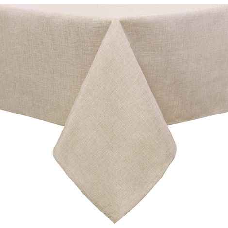 Hiasan Nappe rectangulaire Aspect Lin Lavable et imperméable, Nappe Exterieur Impermeable Jardin, pour Salle à Manger, Jardin, fête, Pique Nique, Anniversaire, Mariage ou Maison 135x220cm Beige (1/5)