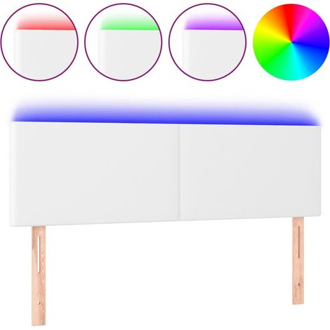 Maison Exclusive - LED Kopfteil Weiß 144x5x78/88 cm Kunstleder