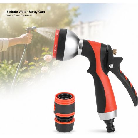 Pistola per irrigazione Toivize EG-608 - 7 ugelli - ABS/acciaio inossidabile - Ugello ad alta pressione per giardino e lavaggio auto, connettore da 1/2". (1/4)