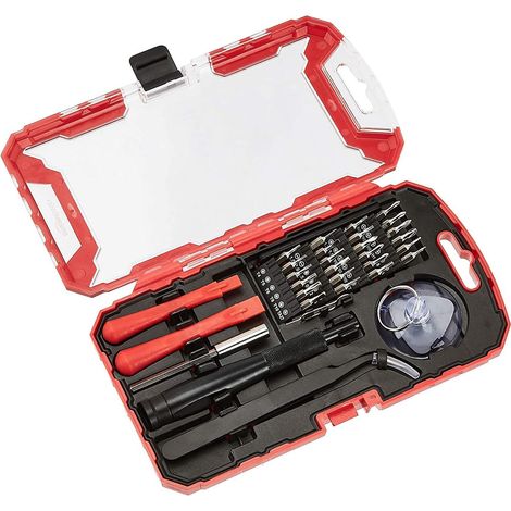 Coffret tournevis pour réparations électroniques 32 pièces Noir Rouge (1/5)