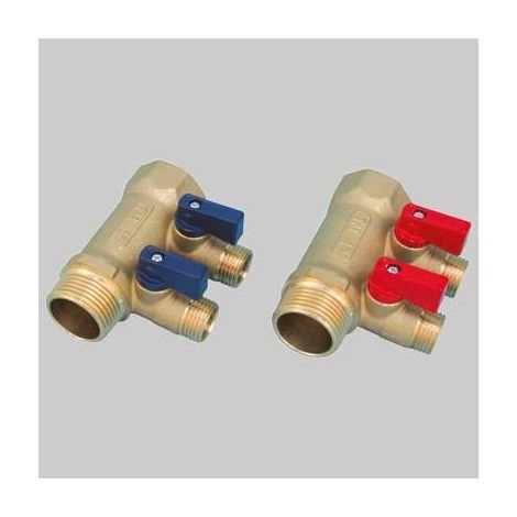 COLLETTORE NINO 1" TIEMME - 3 vie 1/2x16 Leva Blu
