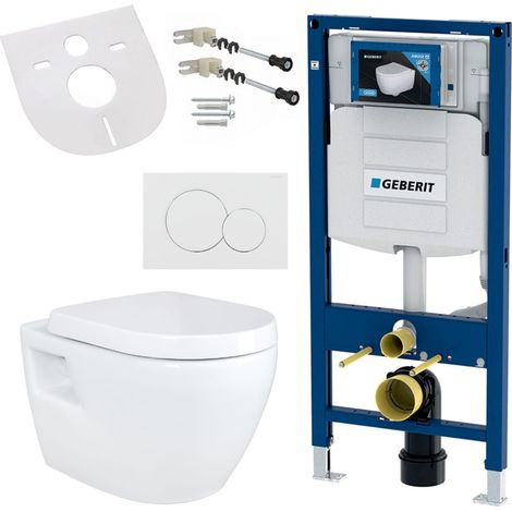 WC-Komplettset mit Geberit Vorwandelement - Wand Hänge WC - Toilette mit Softclose-Deckel & Betätigungsplatte Geberit Wand Hänge WC Toilette Softclose-Deckel Vorwandelement Betätigungsplatte (1/5)