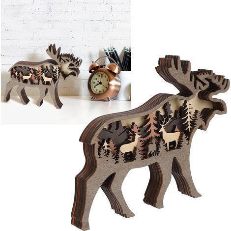 Décoration Bois Sculpté Animal 3D Stratifié Forestier Style - Artisanat Bois Multi-Layer Décor Mur Maison (1/5)